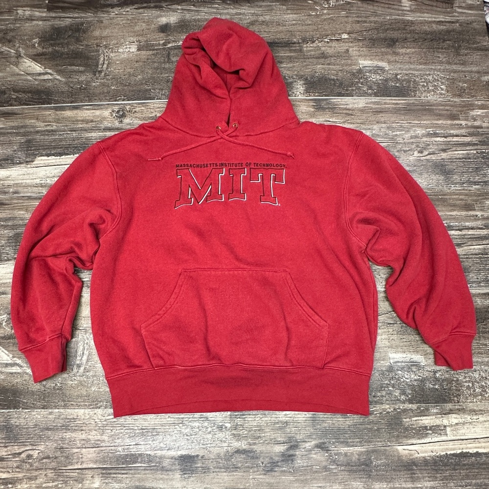 Vintage MIT Jansport Hoodie Faded Red Y2K Spell Out Large GUC